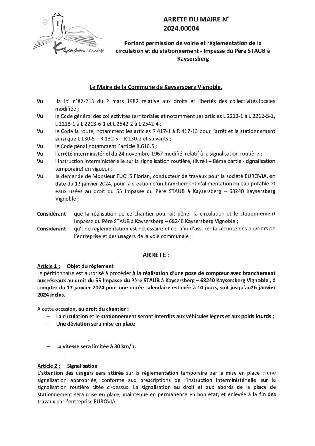 Courrier des lecteurs. Stationnement à Kaysersberg Vignoble: la simplicité  et le bon sens ne sont plus de mise